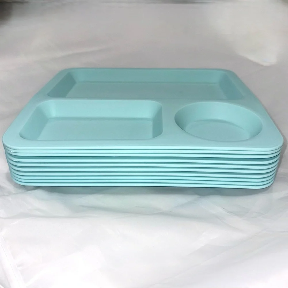 5 Divided Plates Trays Blue 3 Section Unbreakable BPA Free Pillowfort Kids Dish